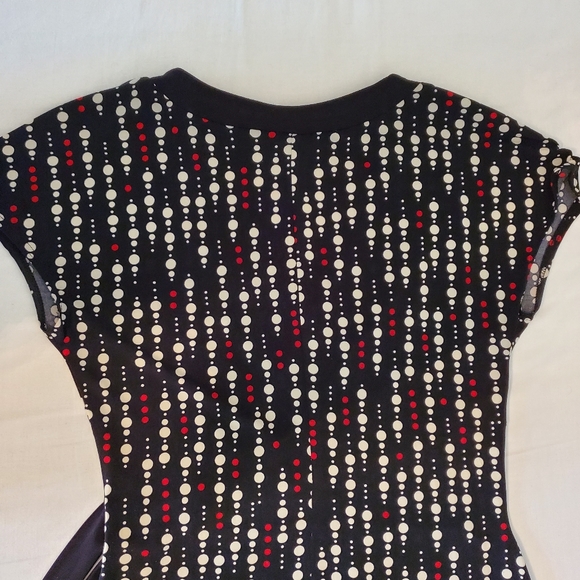 Selling Women's Le Chateau Dotted Vintage Style Sleeveless Dress With Wrapped Be - Picture 6 of 10